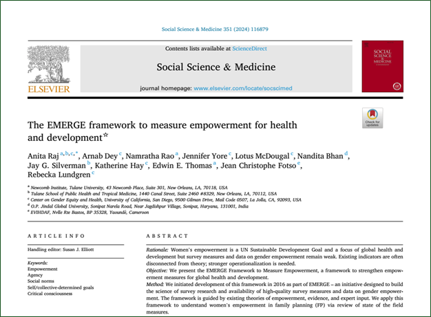 The EMERGE framework to measure empowerment for health